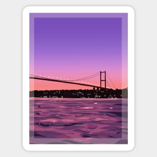 Istanbul Bosphorus View Illustration Wall Art Sticker